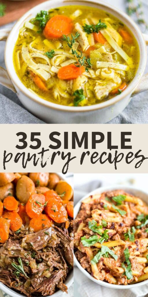 collage of 3 simple pantry recipes