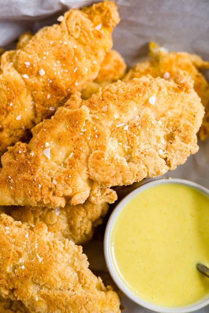 fried chicken made with almond flour and tapioca flour