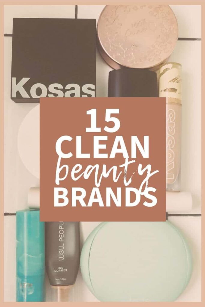collage of clean beauty products with a text overlay