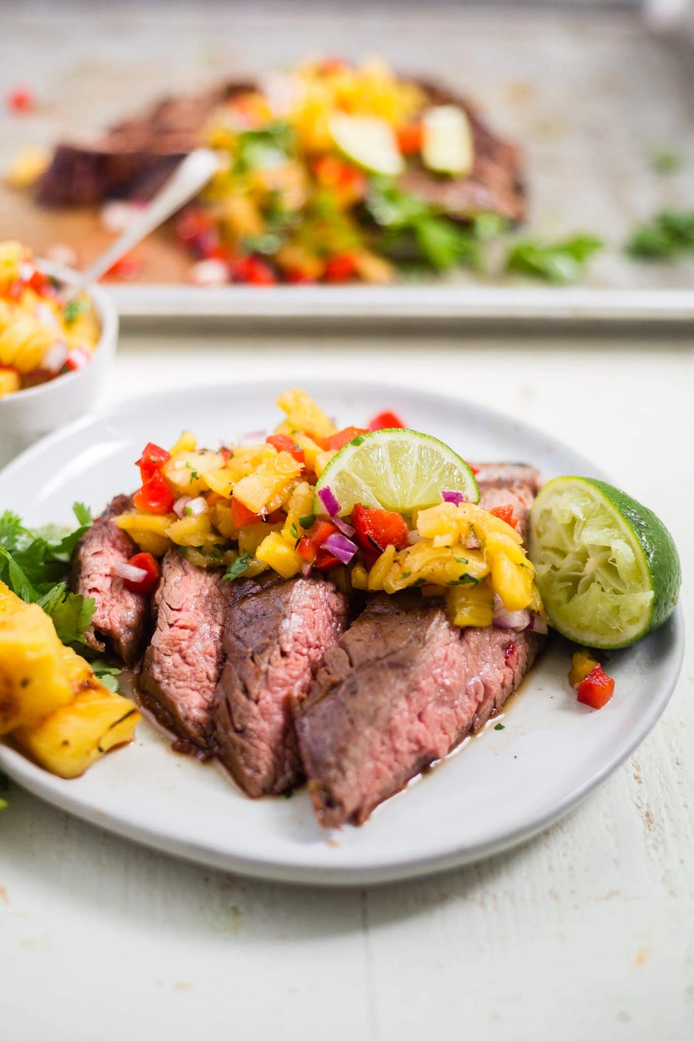 Grilled Flank Steak with Pineapple Salsa - What Molly Made