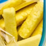 pineapple spears tossed in maple syrup.