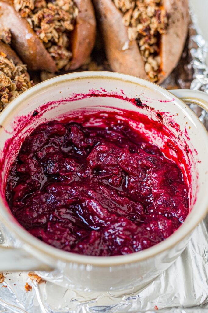 baked cranberry sauce in a bowl