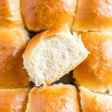 soft and warm sourdough rolls pulled apart