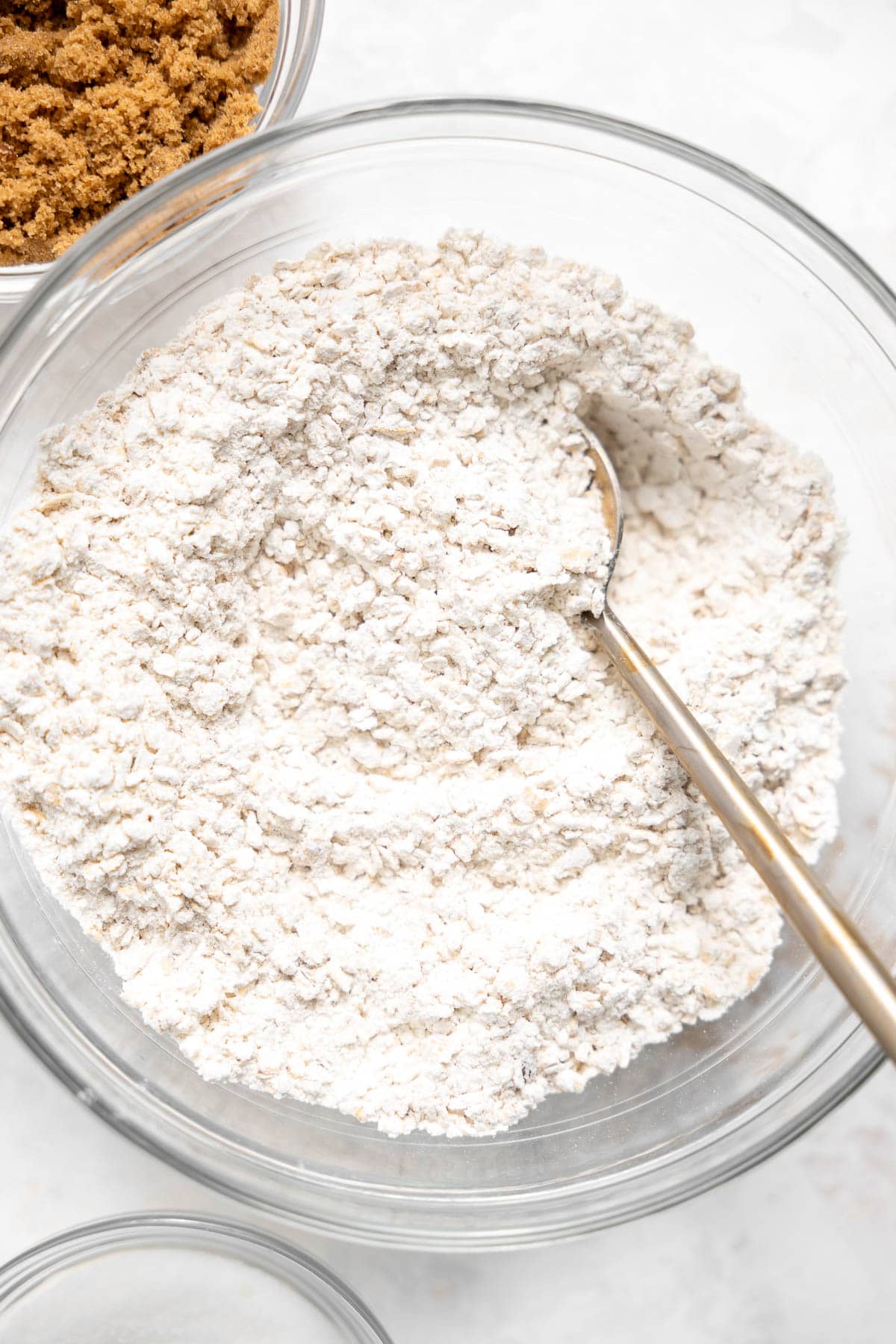 flour mixture for cookies in a mixing bowl.