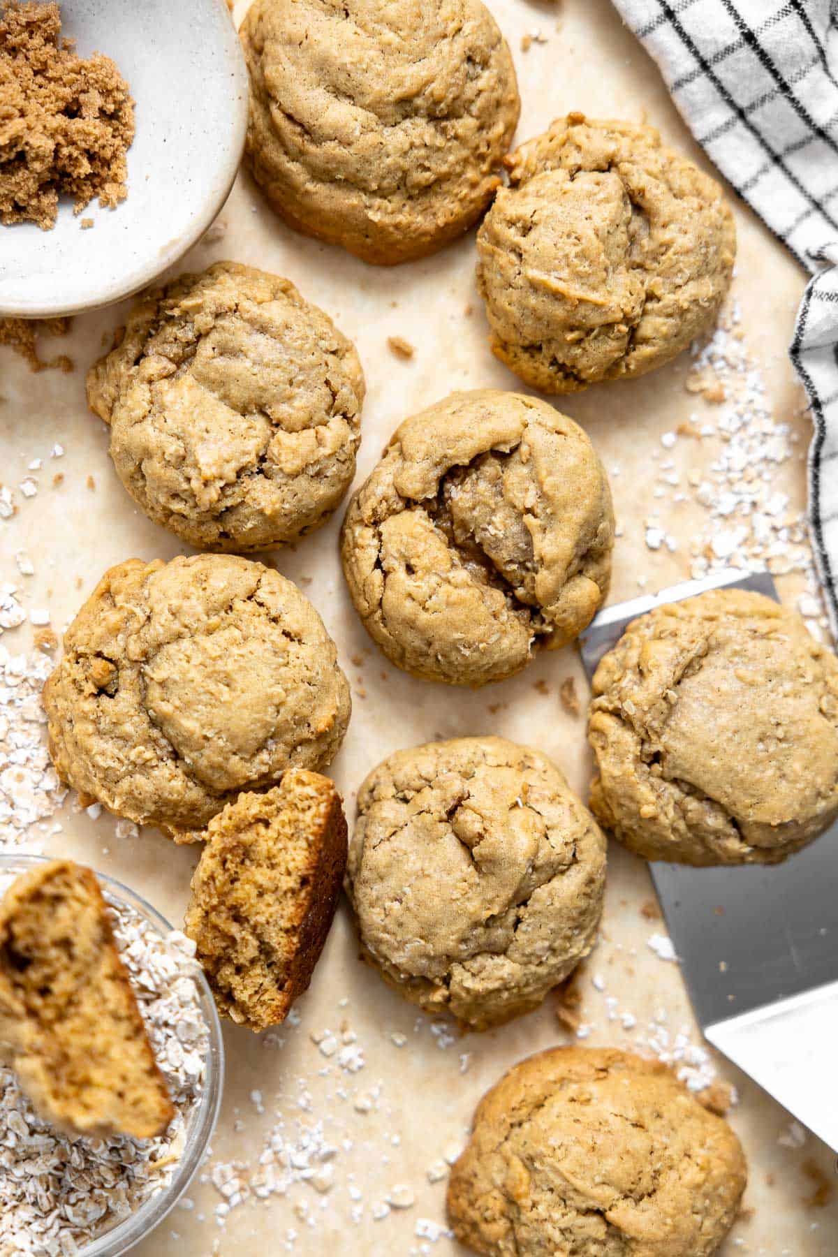 brown butter oatmeal cookies on a countertop.