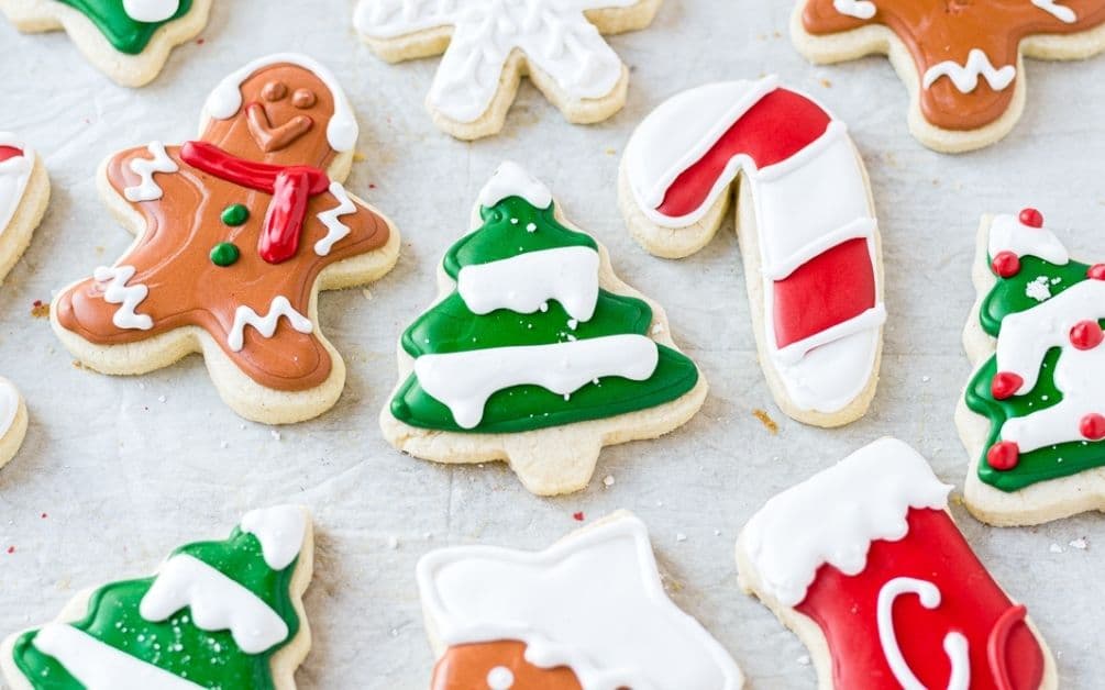 gluten free christmas cookies iced with royal frosting