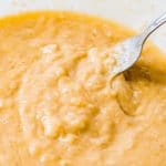 fork mixing together the wet ingredients