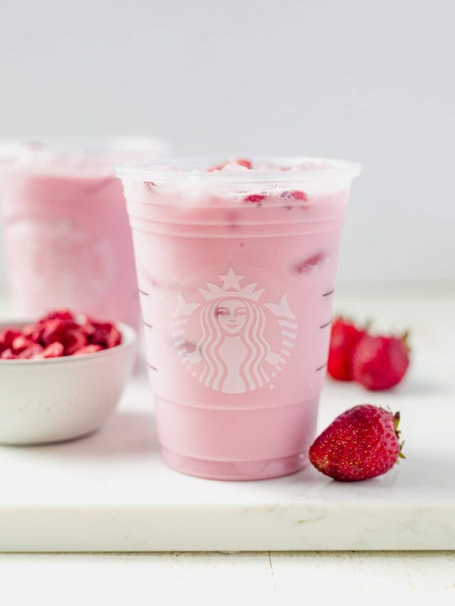 homemade pink drink in a starbucks cup