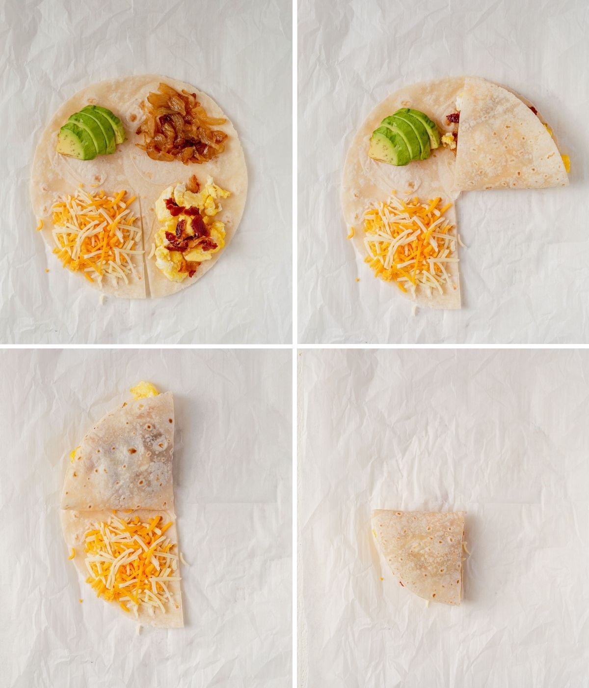 step by step how to fold the quesadilla hack