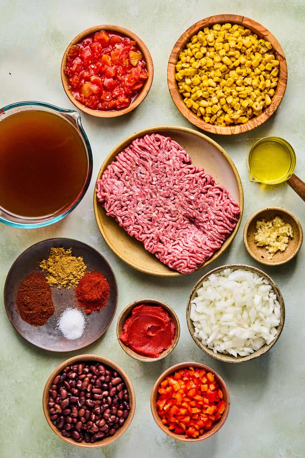 ingredients for instant pot taco soup on a counter.