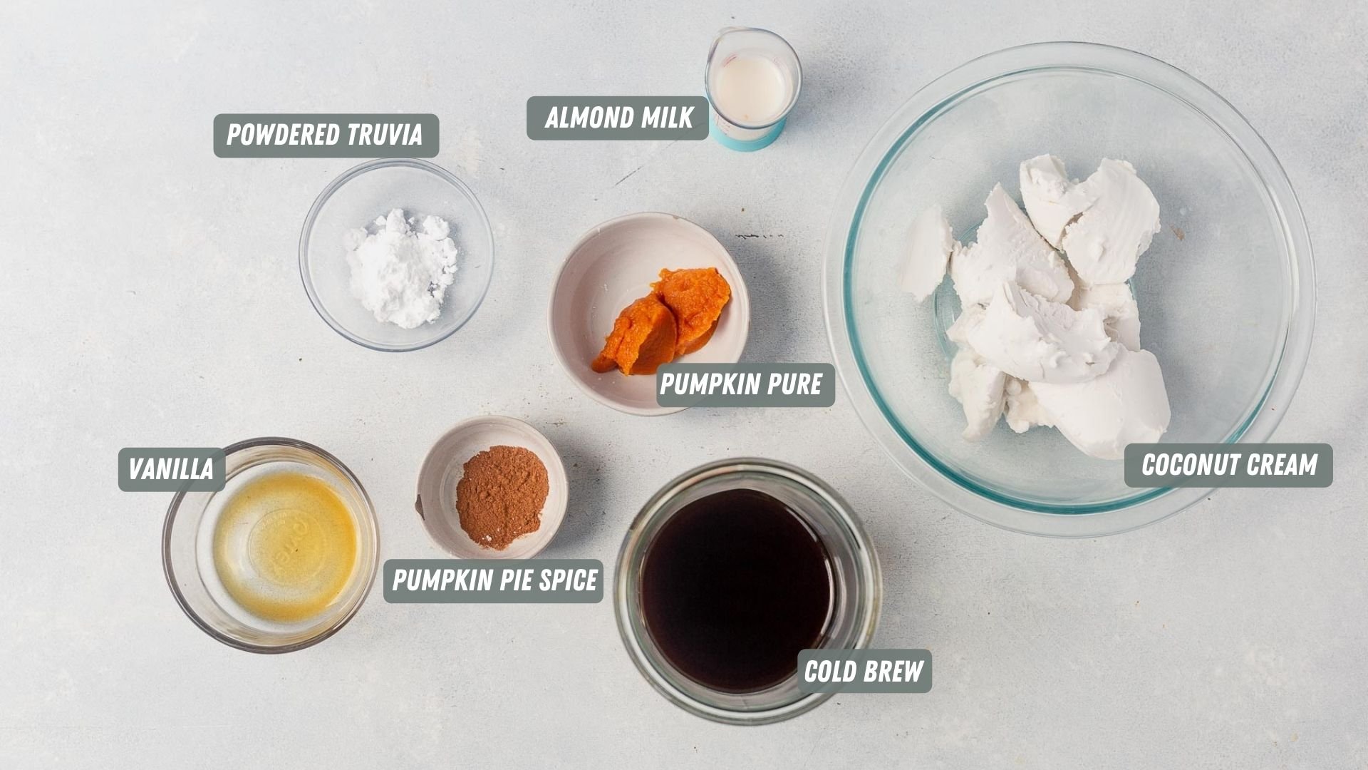 pumpkin cream cold brew ingredients measured out on a table
