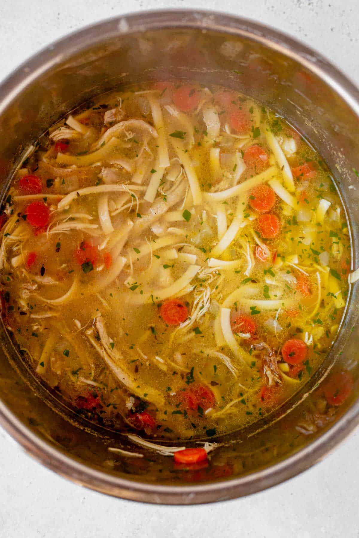 chicken noodle soup in Instant Pot