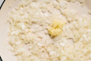 sauteed onion and garlic in a skillet.