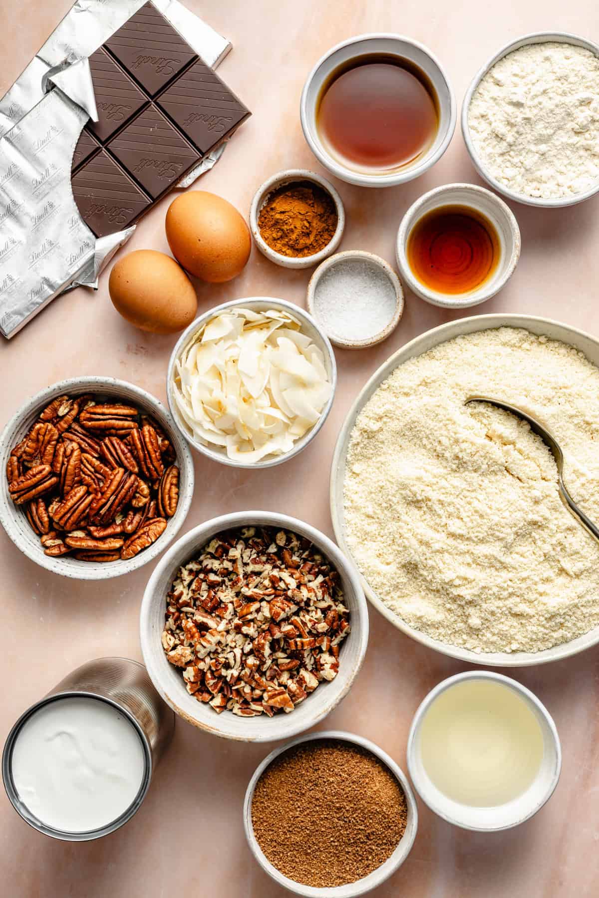 ingredients for paleo pecan pie on a counter.