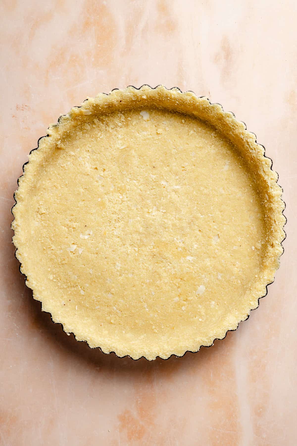 paleo pie crust in a tart pan.