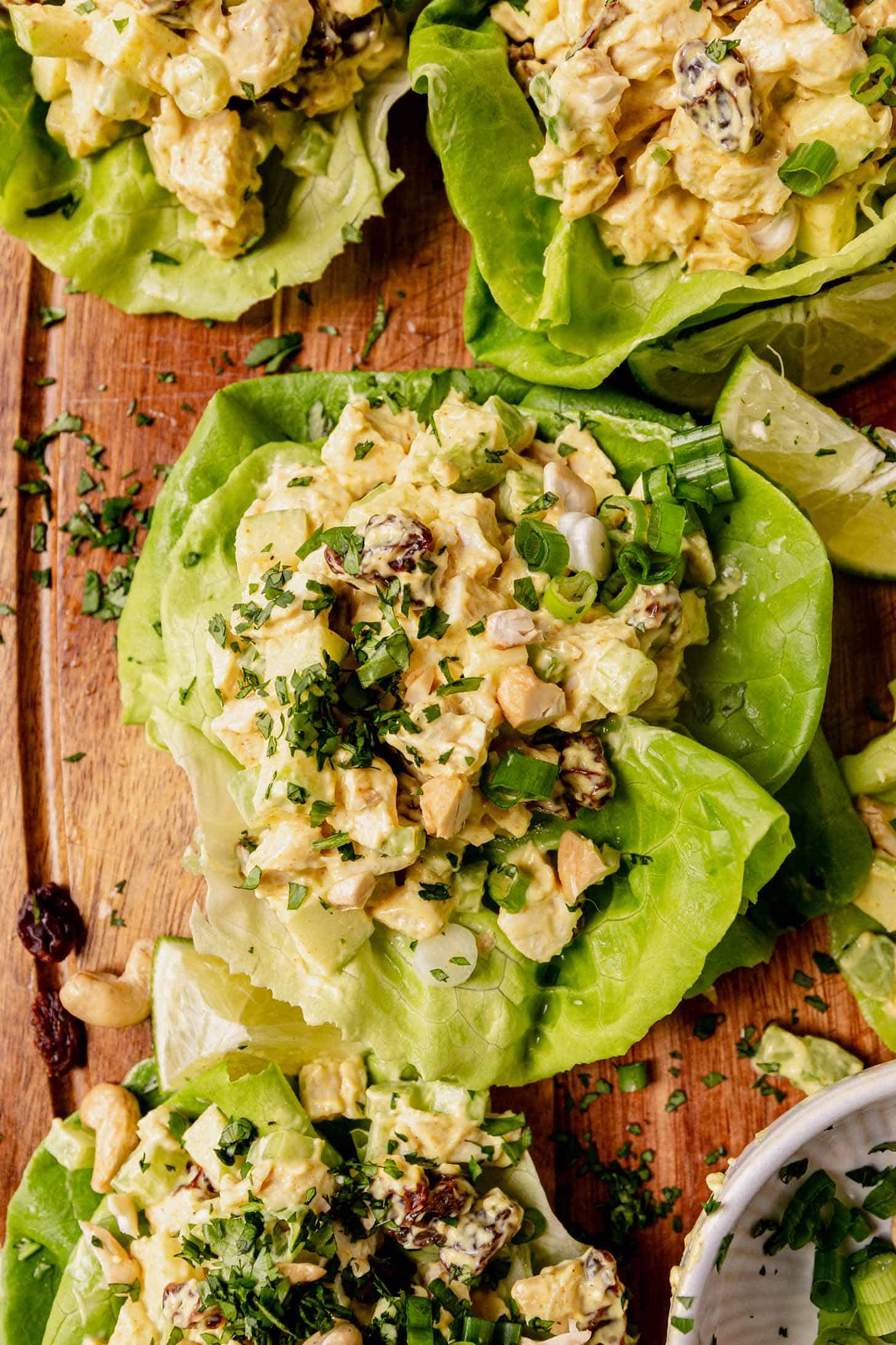curry chicken salad in a lettuce cup