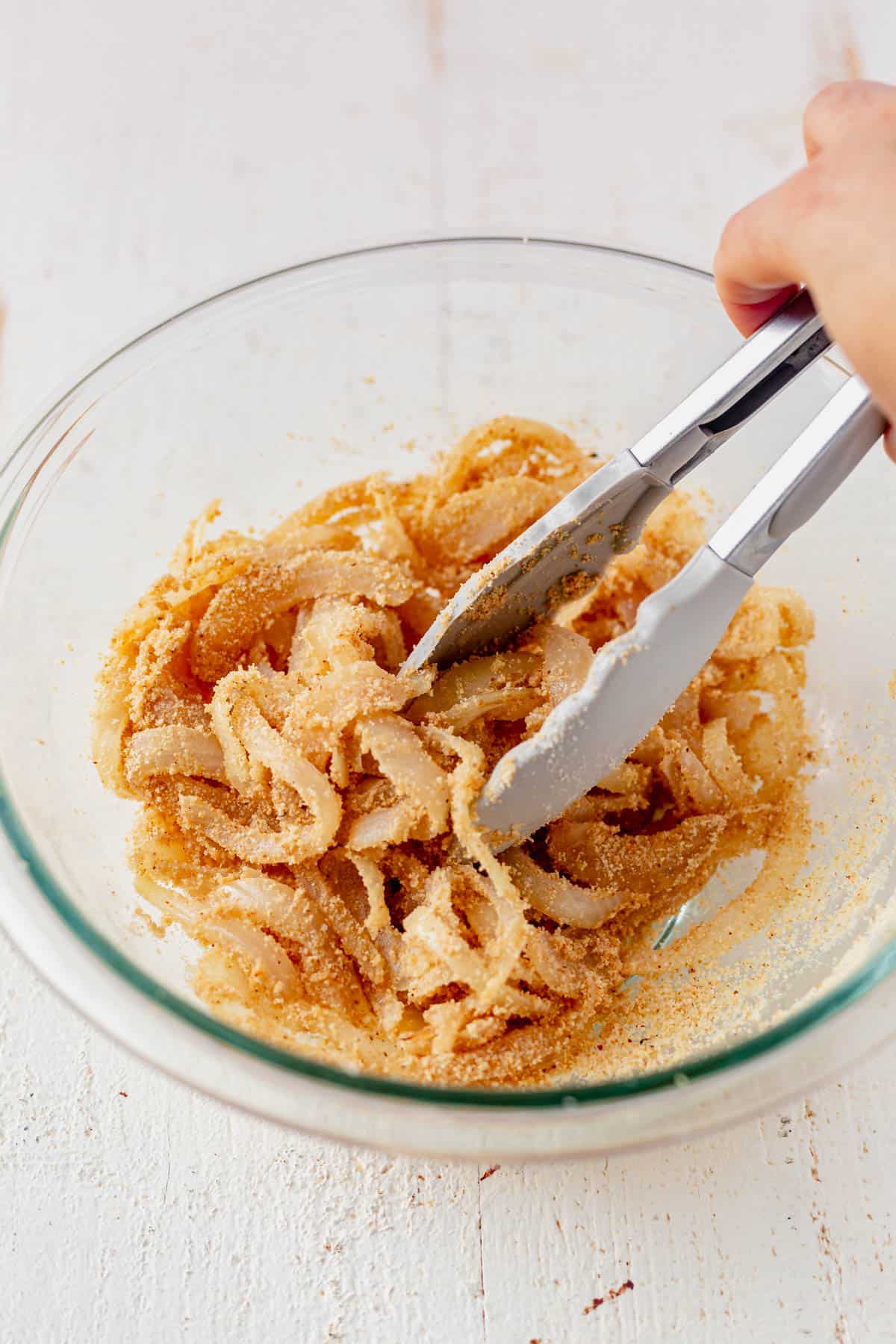 gluten free crispy onions mixed in a bowl.