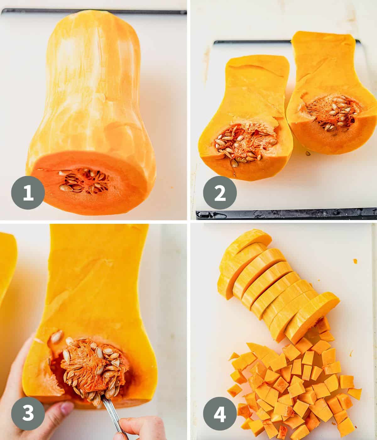 how to cut butternut squash into pieces