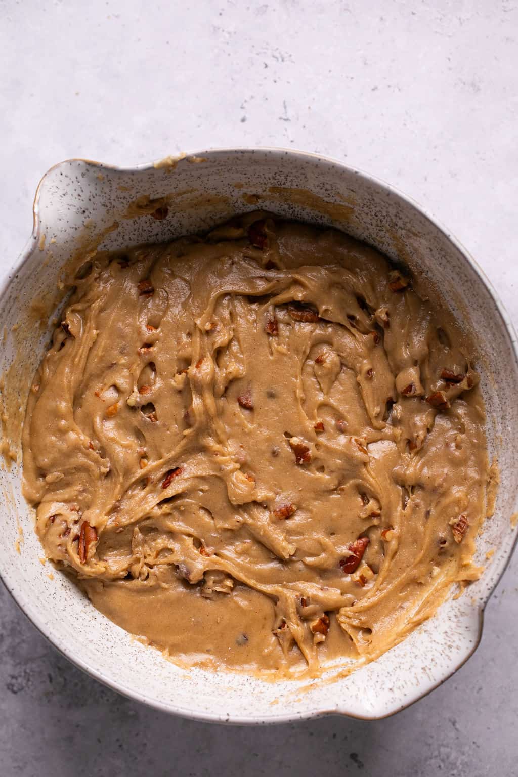 maple pecan cookie dough in a bowl after chilling in the fridge.