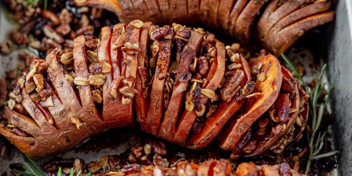 hasselback sweet potatoes roasted in the oven