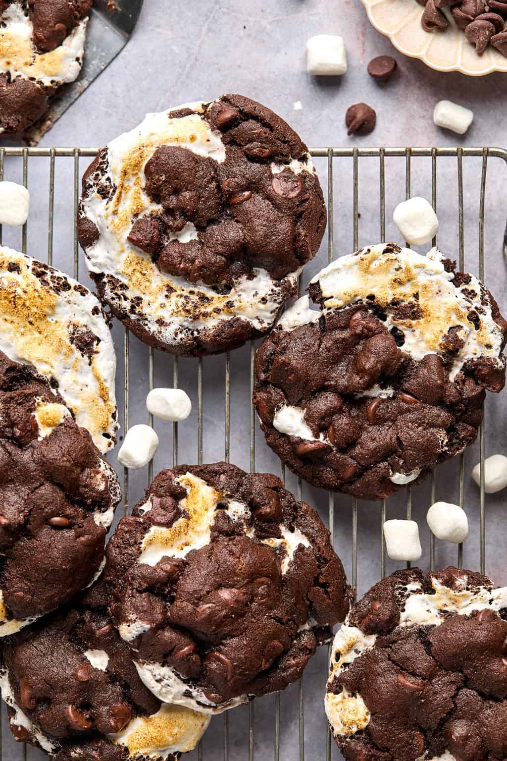 mexican hot chocolate cookies cooling on a wire rack.