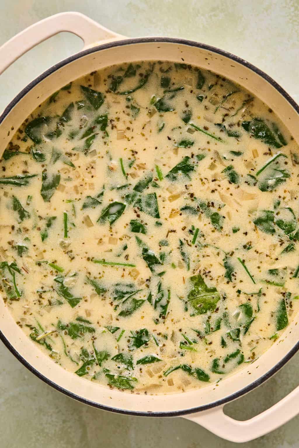 chicken florentine soup in a large stock pot.