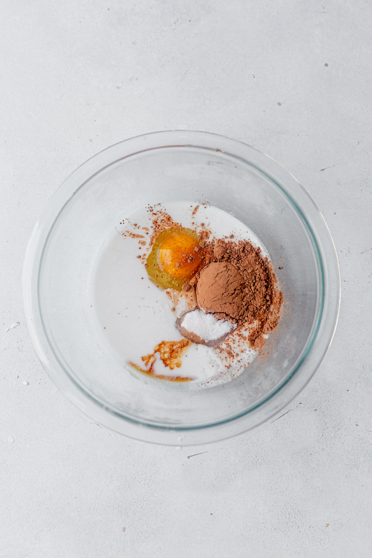 cream, egg, cocoa powder, sugar, salt and vanilla in a medium glass bowl