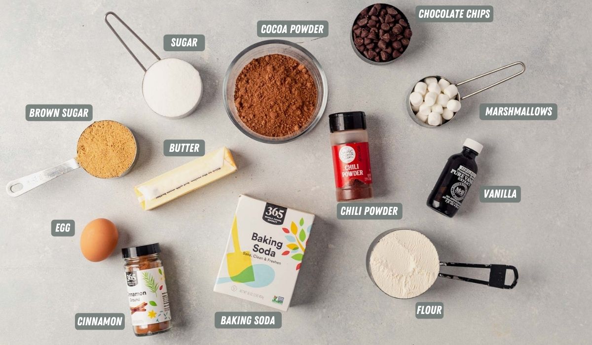 mexican marshmallow cookie ingredients measured out on a white table