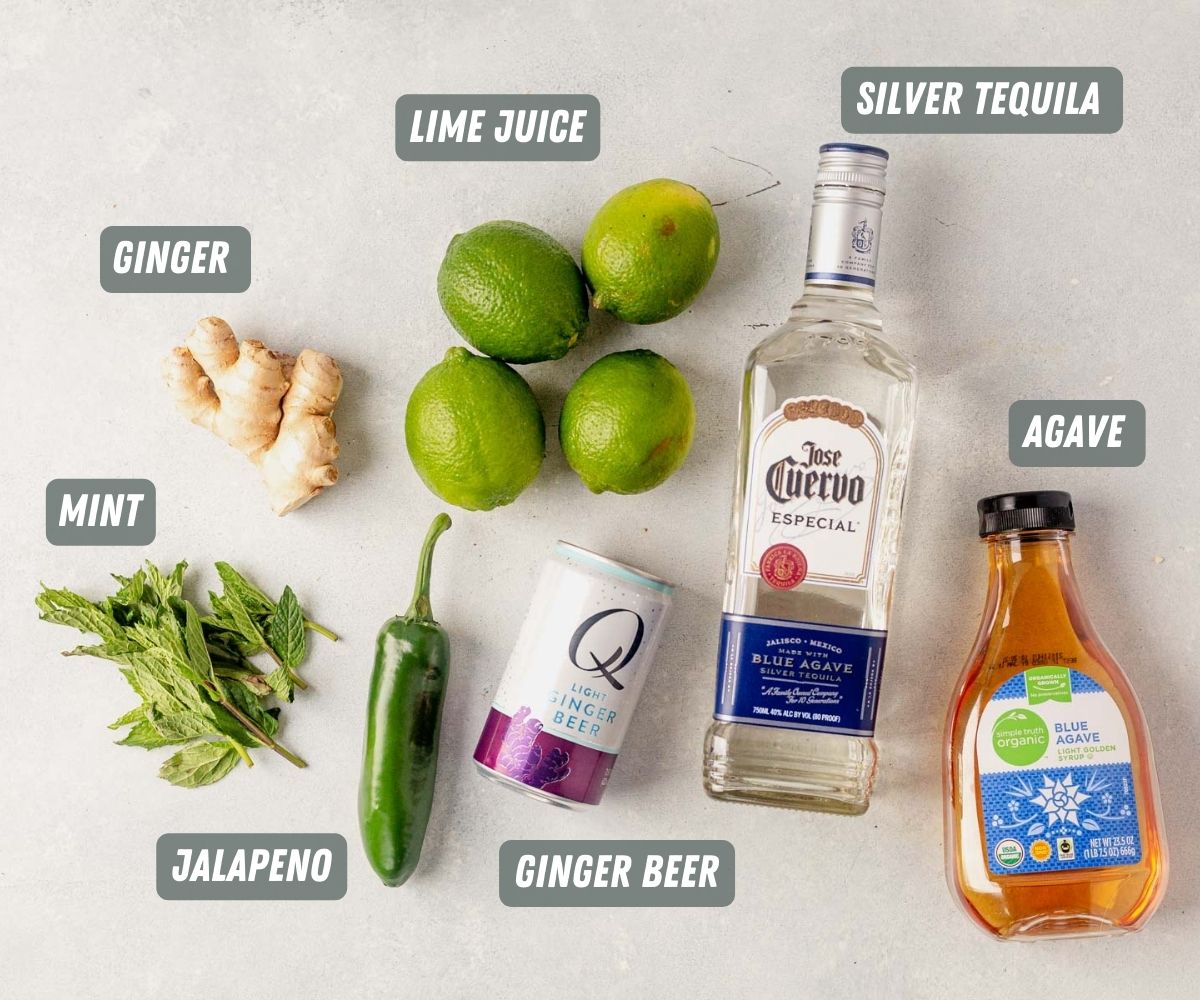 mexican mule ingredients sitting out on a table