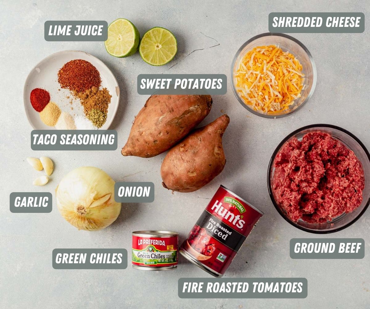 ingredients for beed taco skillet