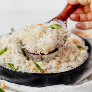 a spoonful of instant pot coconut rice
