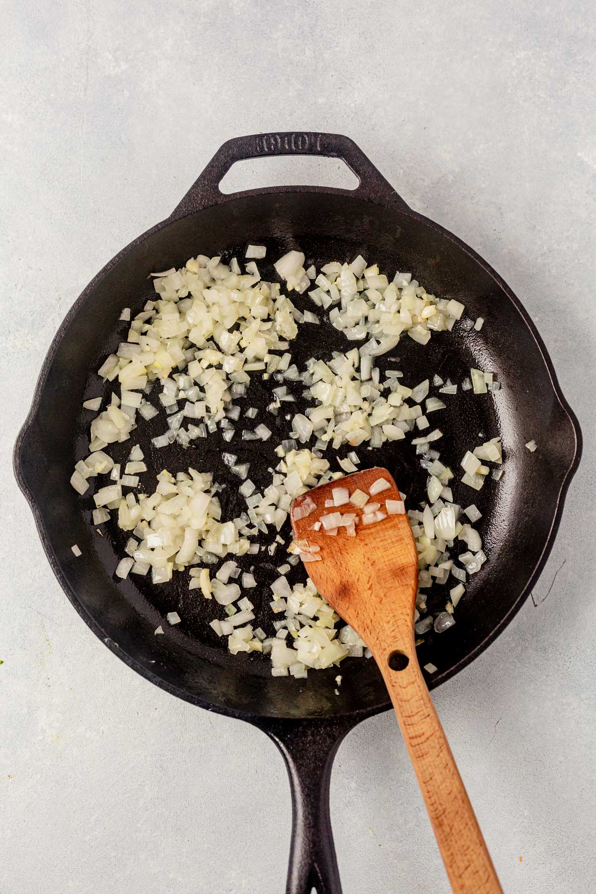 sauteed onion in a skillet