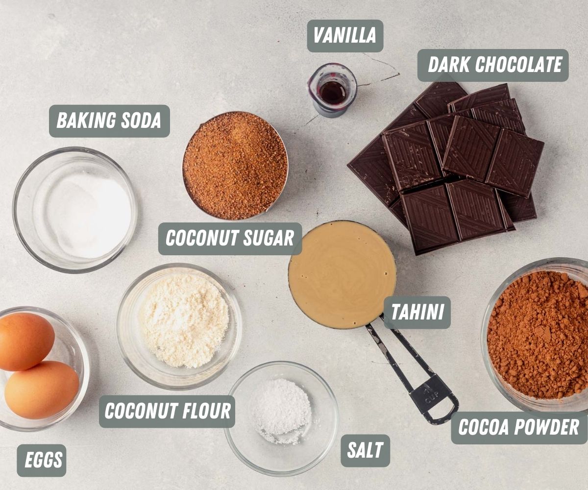 tahini brownie ingredients measured