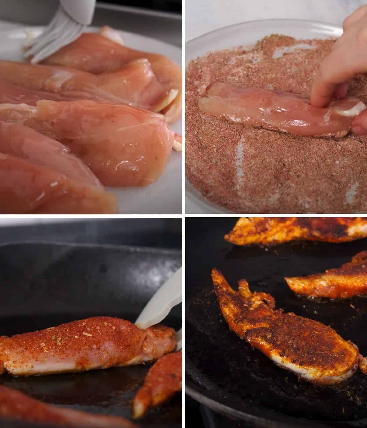 step by step process of how to make blackened chicken tenders