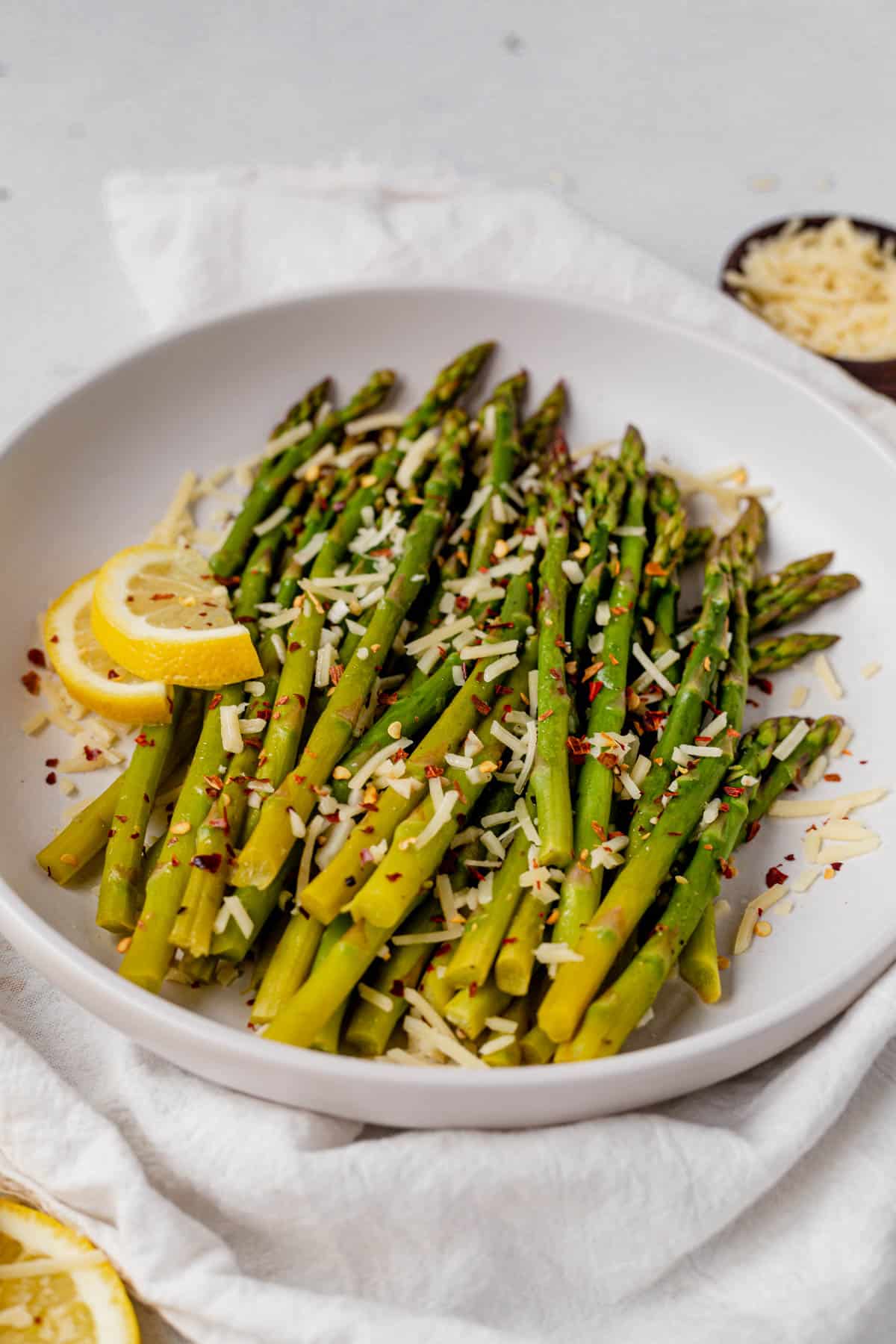 instant pot asparagus with red pepper flakes and parmesan cheese