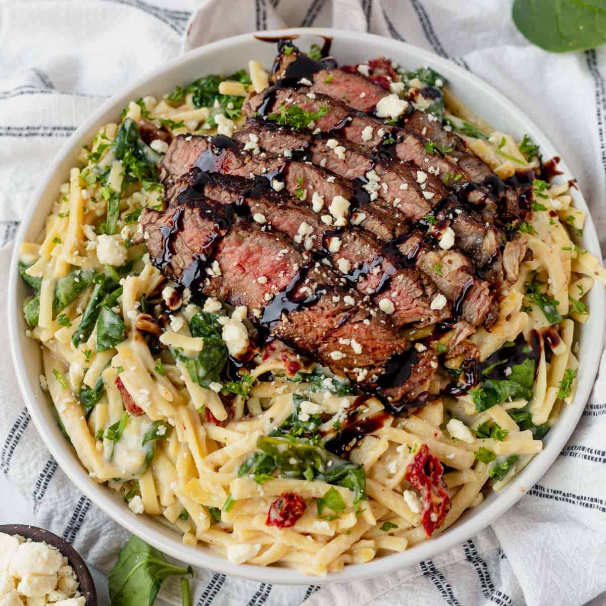 Creamy Balsamic Steak Pasta - What Molly Made