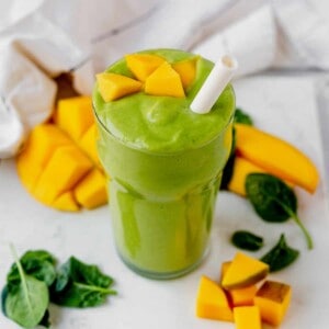 mango spinach smoothie recipe on the counter