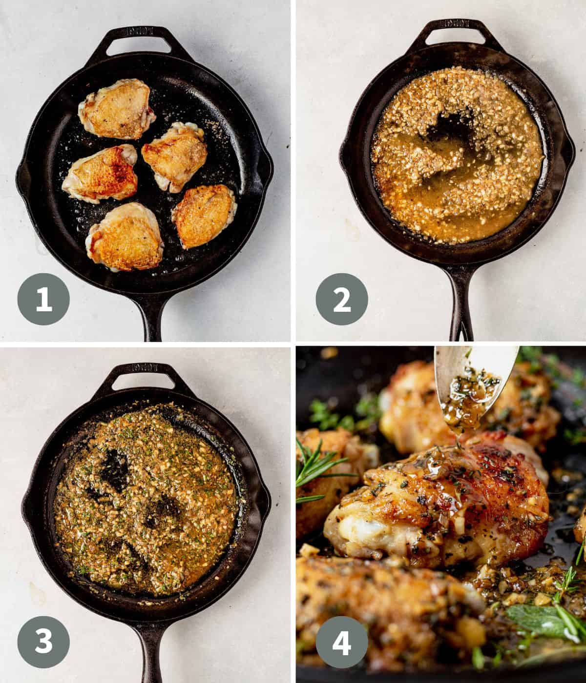 how to make cast iron skillet chicken thighs