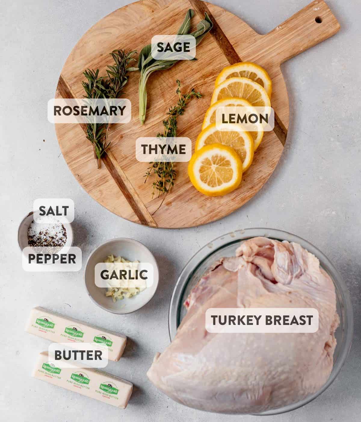 air fryer turkey breast ingredients on a countertop.