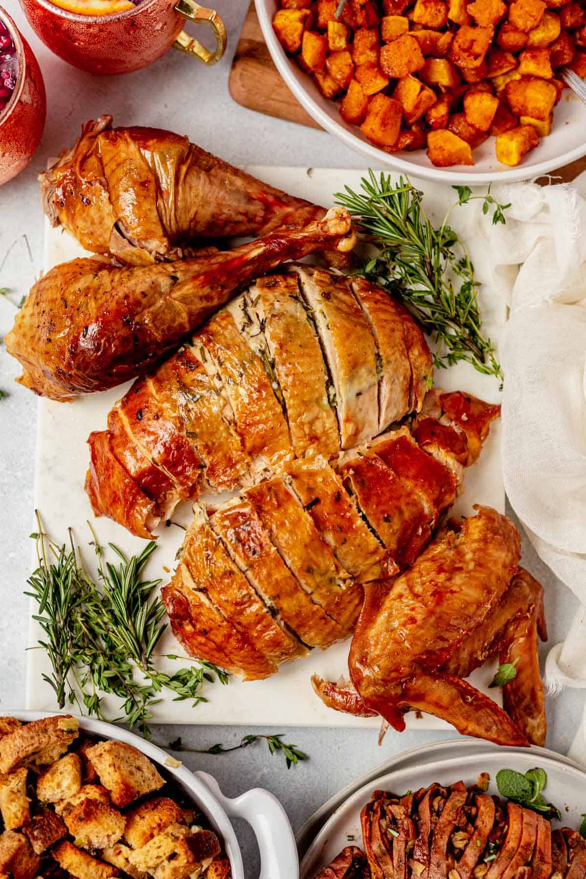 turkey with sweet potatoes and stuffing