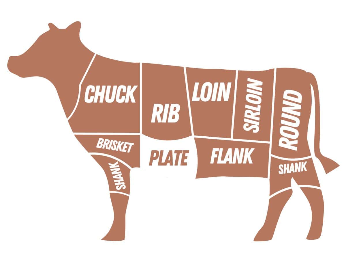 cuts of beef graphic with the plate highlighted