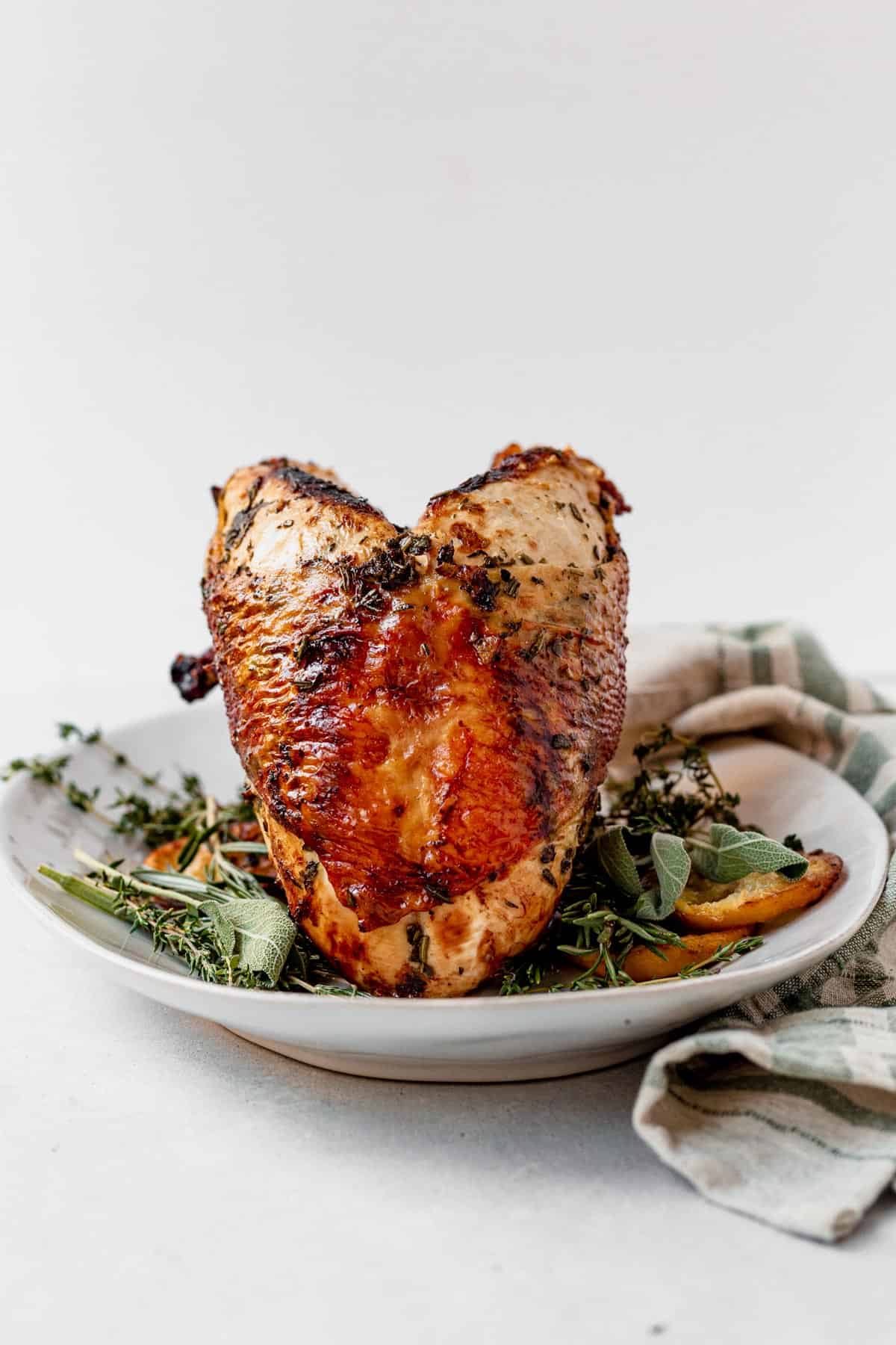 crispy air fryer turkey breast resting on a platter
