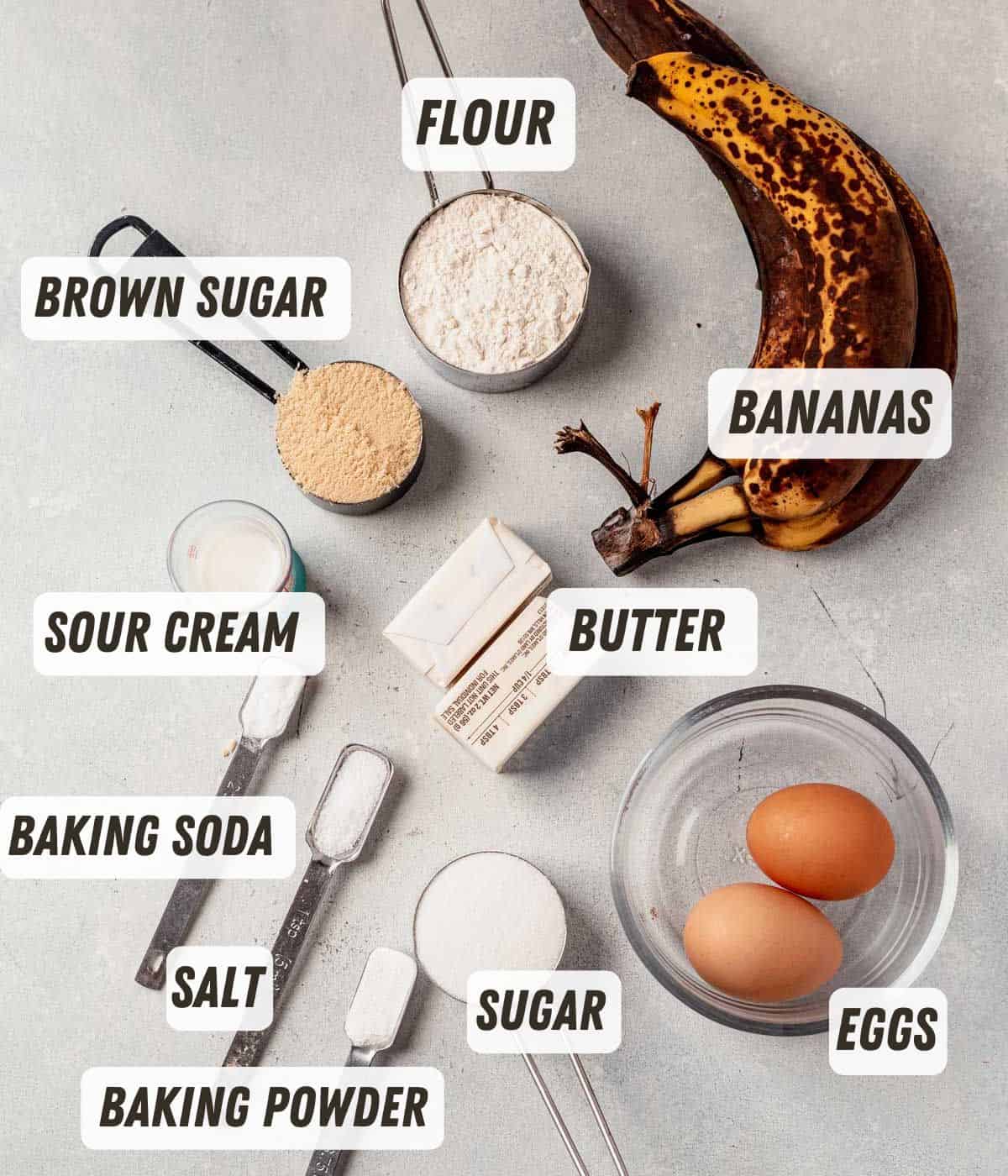 brown butter banana bread ingredients