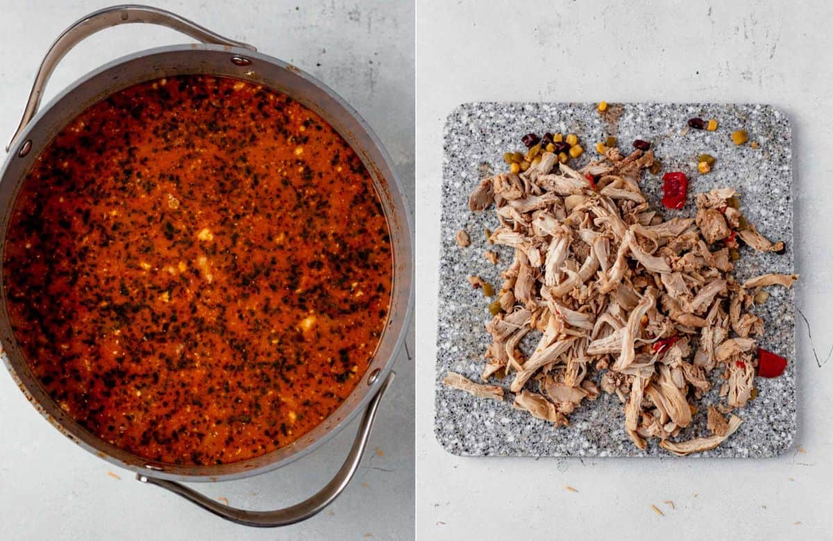 how to shred chicken for creamy tortilla soup