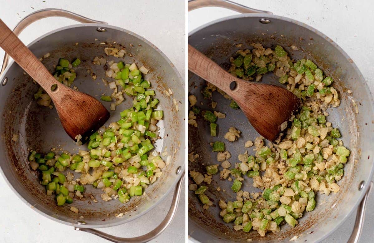 sauteed onion and celery with flour to make a roux