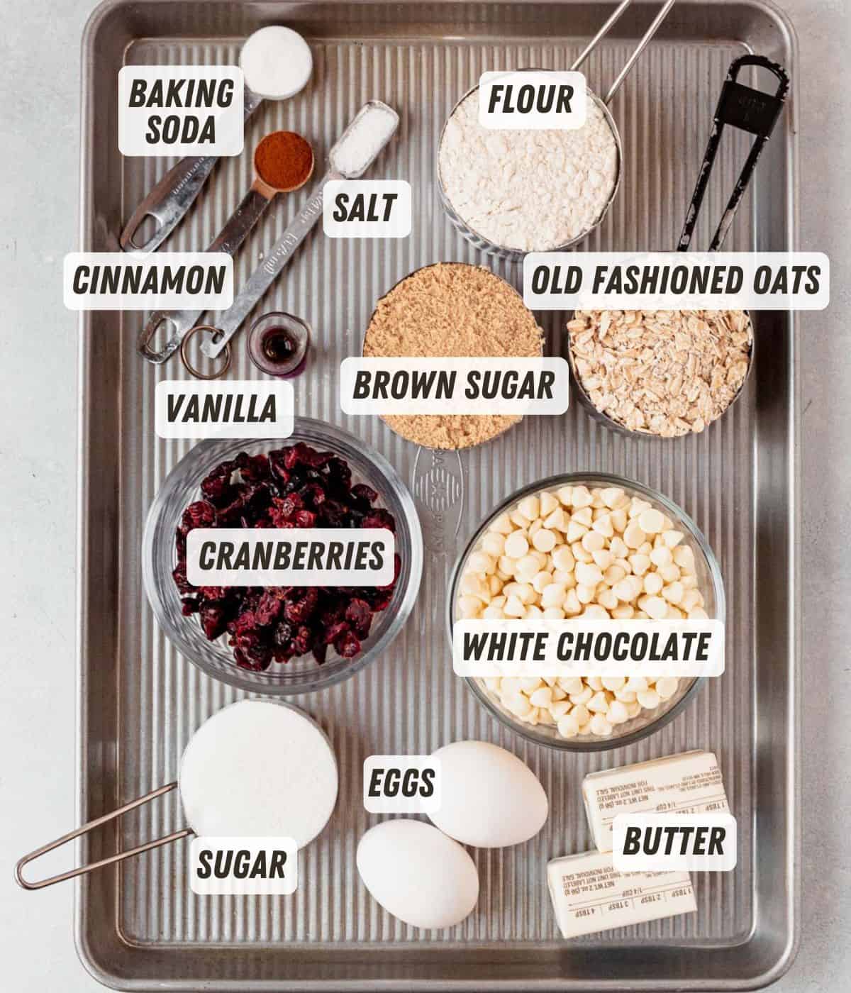 White Chocolate Cranberry Oatmeal Cookie ingredients
