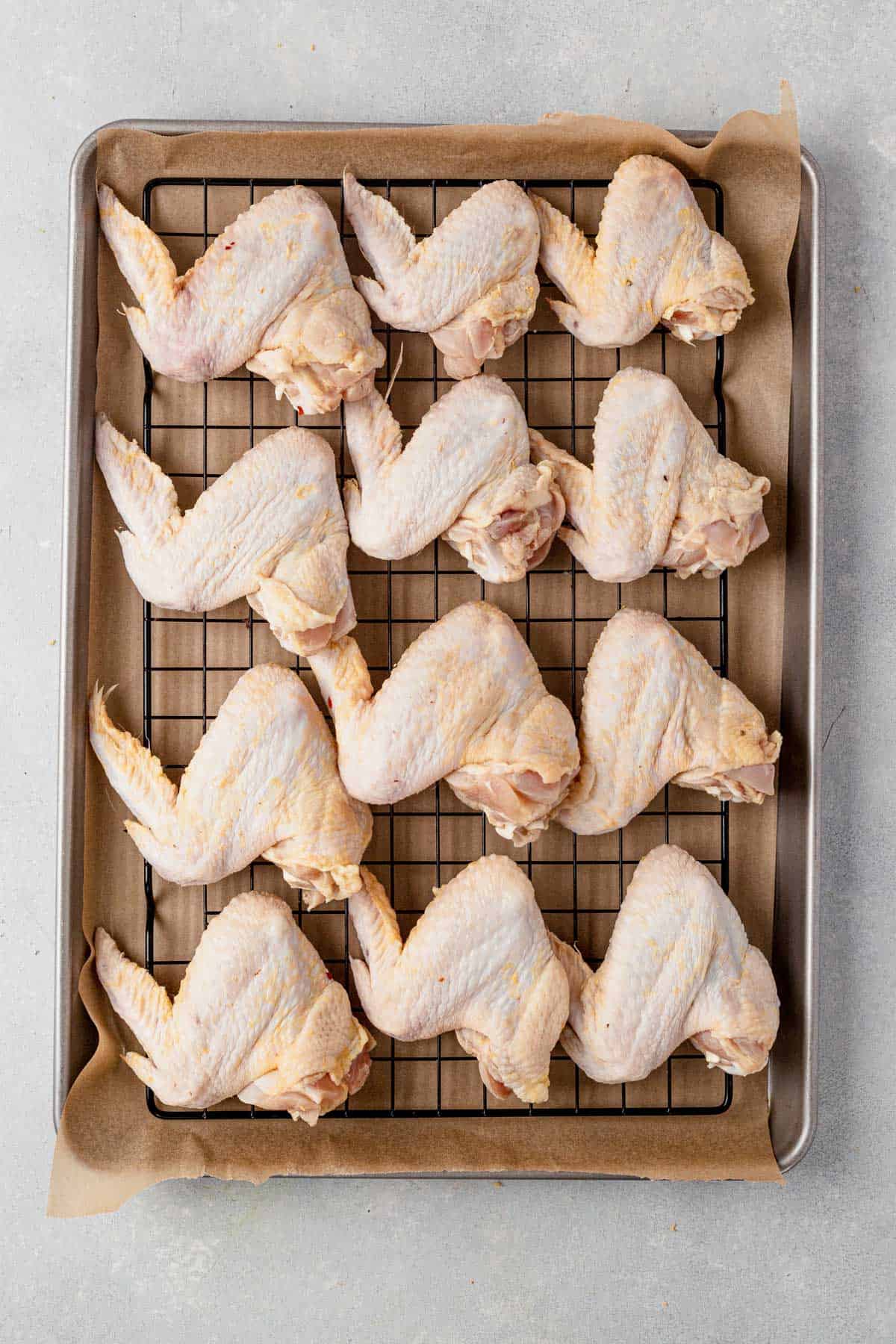 chicken wings on a wire roasting rack