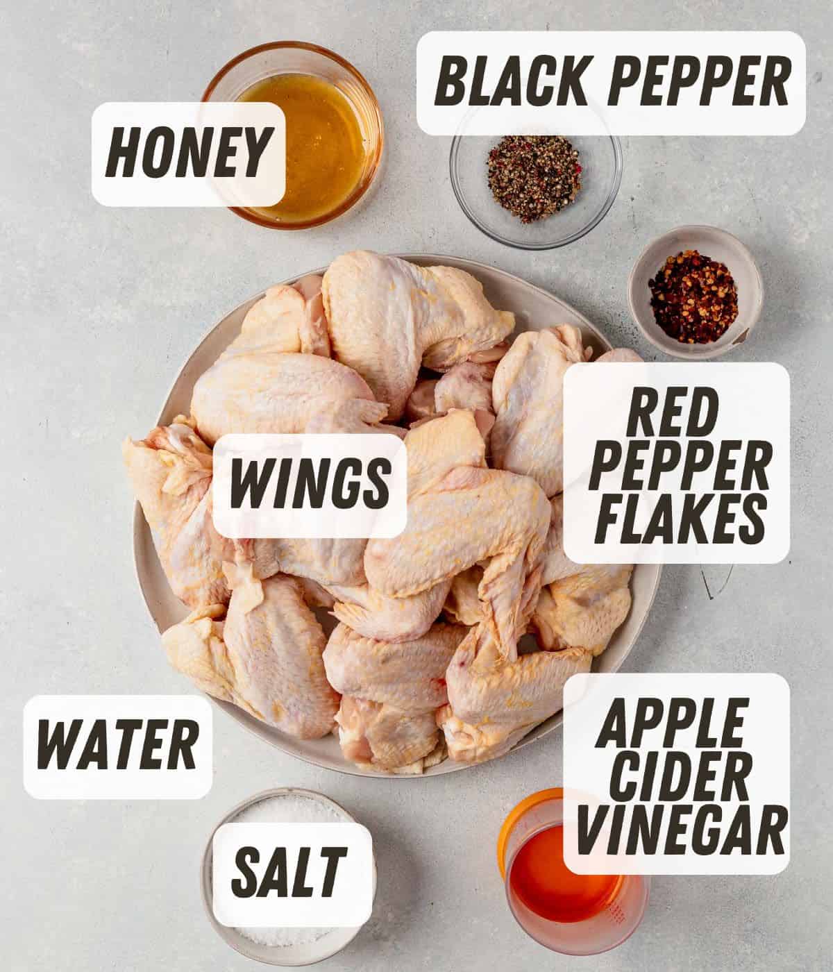 chicken wing brine ingredients on a countertop