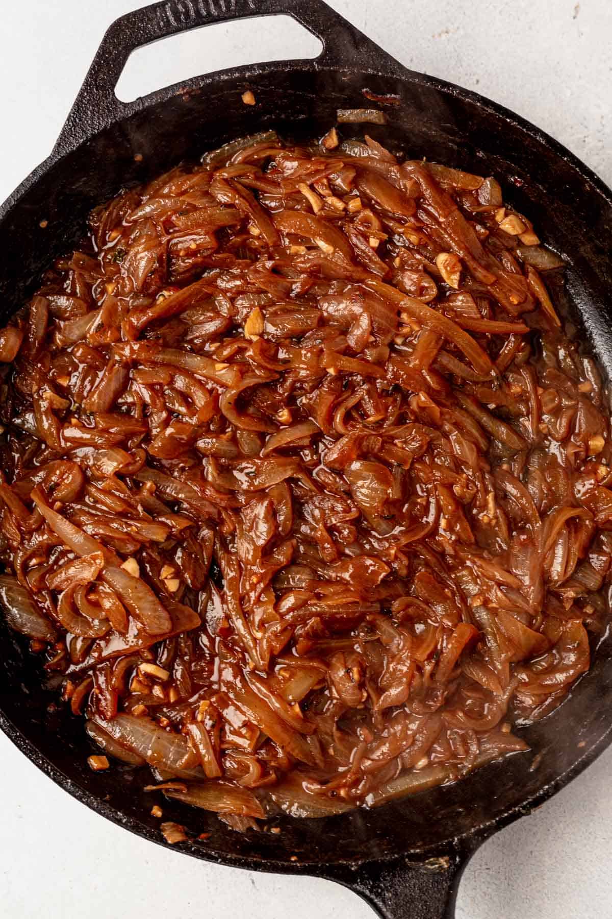 deep golden caramelized onions in a skillet