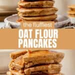 stack of fluffy oat flour pancakes